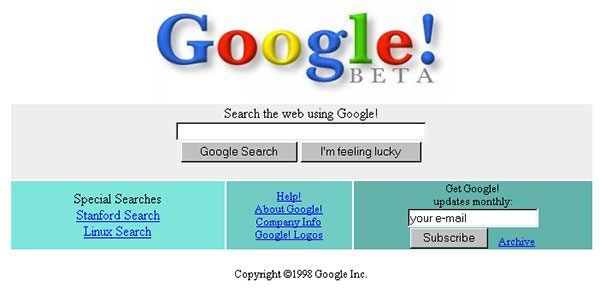 How Google Looked in 1998