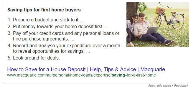 Featured Snippet for home loans