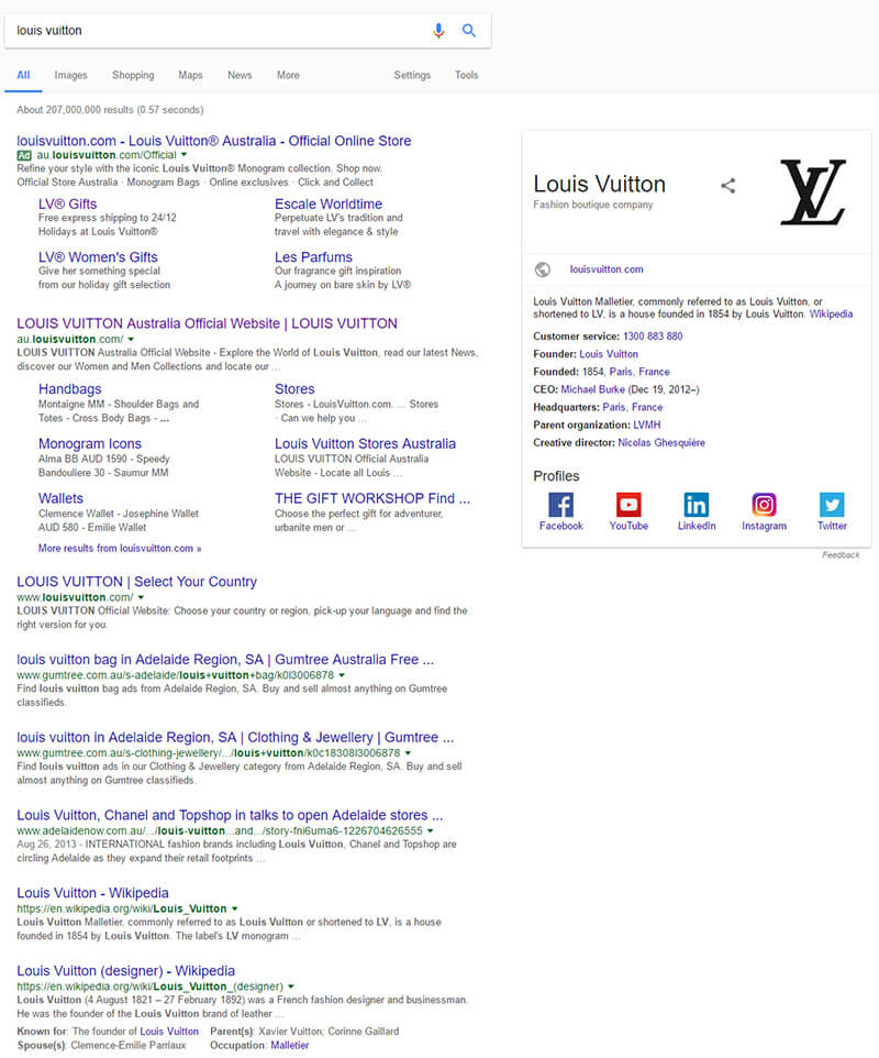 SERP Formation for Louis Vuitton