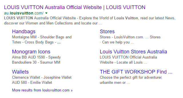 Site Links for Louis Vuitton
