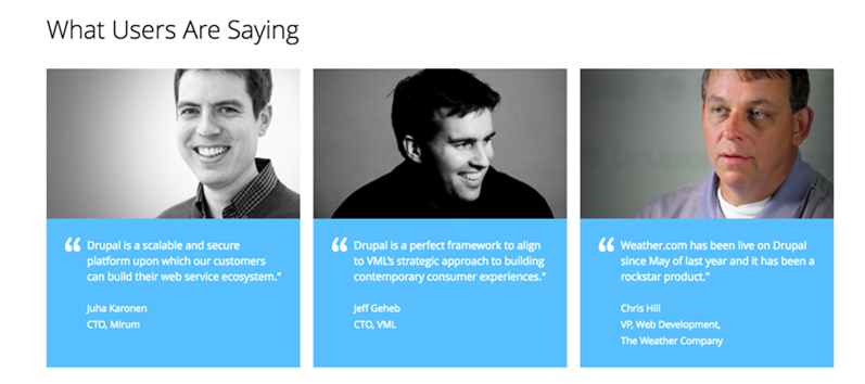 Social proof example: direct quotes