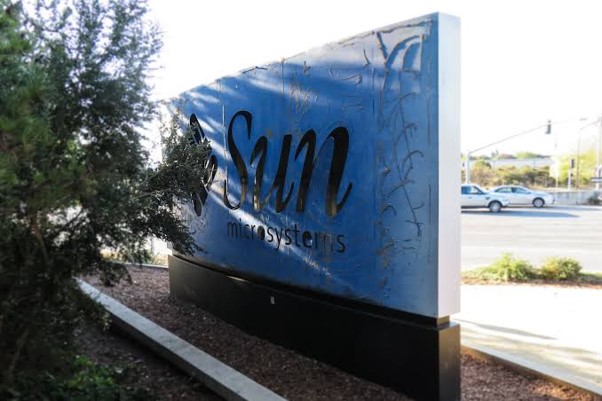 Back of Facebook sign Silicon Valley Sun Microsystems