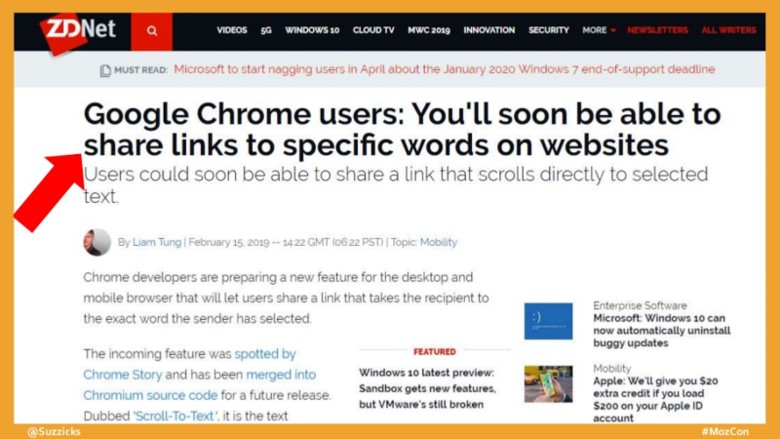 Google Chrome users will soon be able to share links to specific words article