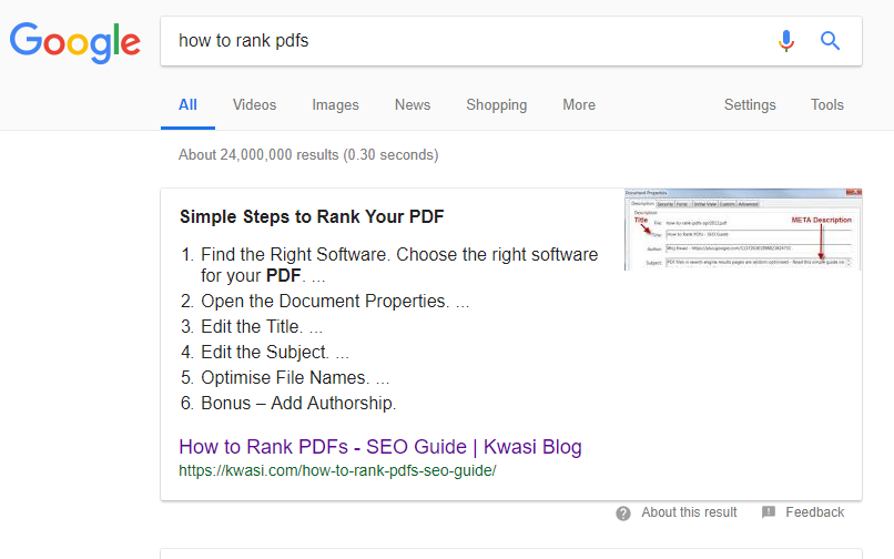 How To Rank PDFs Answer Box